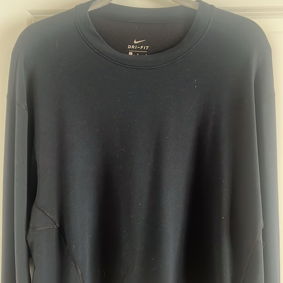 Nike Size Large Dri-Fit Black Pullover Sweatshirt Black - Picture 3 of 10